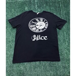 Bella Canvas Black Alice in Wonderland Clock Graphic T Shirt Size 2XL